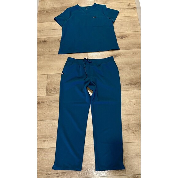 Women’s Jaanuu Scrub Set Caribbean Blue XL Xenos Pants & Rhena Top EUC! - Picture 1 of 6